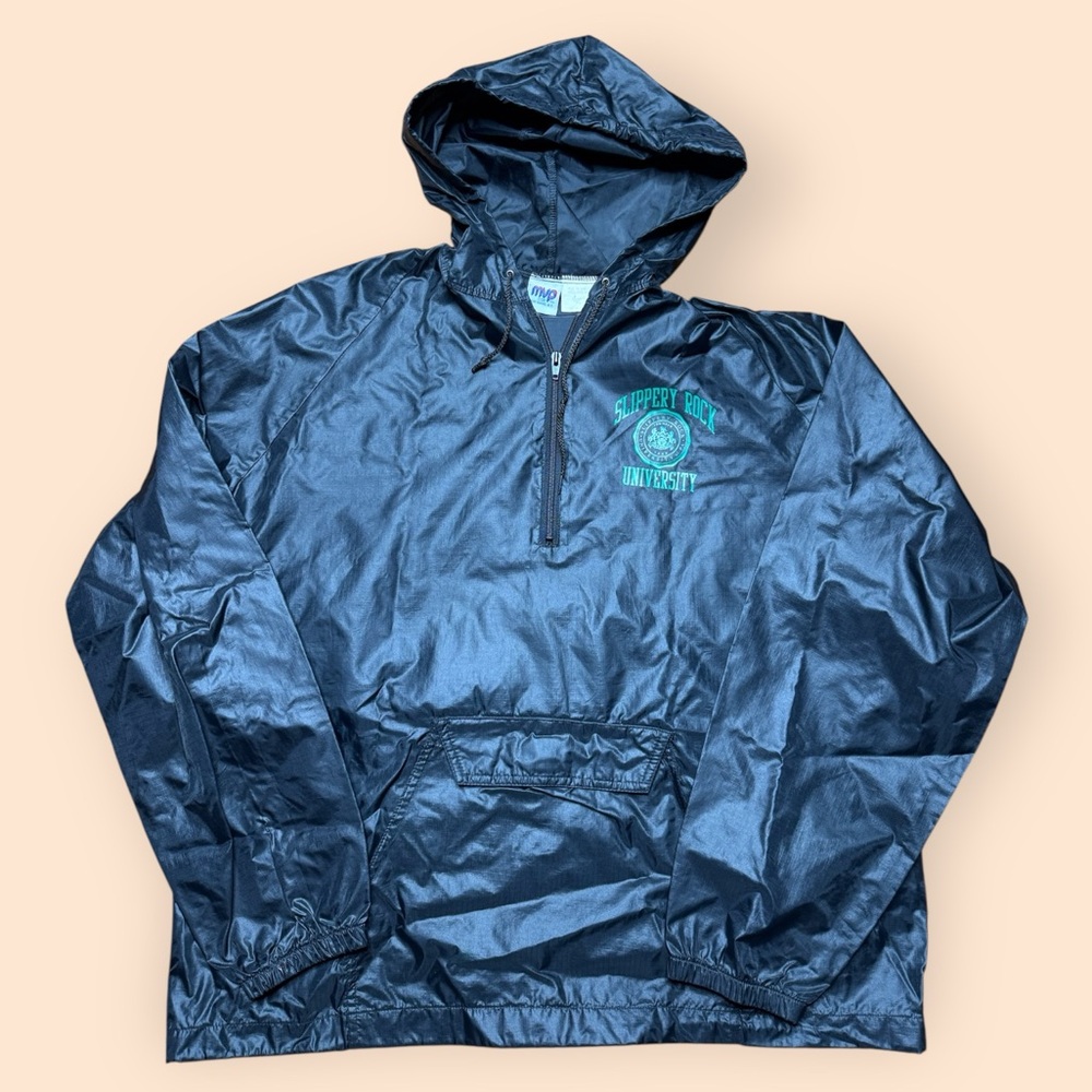 Vintage Slippery Rock University 1980s Windbreaker Jacket Men’s XL Black Vtg 80